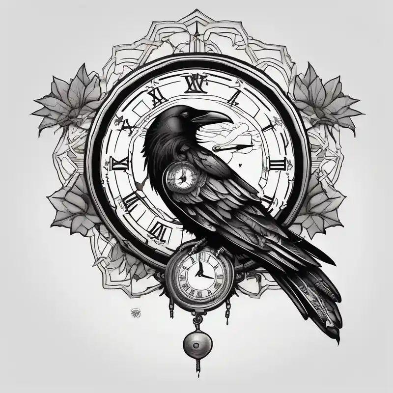 japanese style Raven Tattoo Ideas in 2025 about left arm tattoo of a raven mandala on a branch with clock face half sleeve tattoos for men and left arm tattoo of a raven mandala on a branch with clock face half sleeve tattoos for men